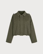 Green Batwing Sleeve Zipper Jacket