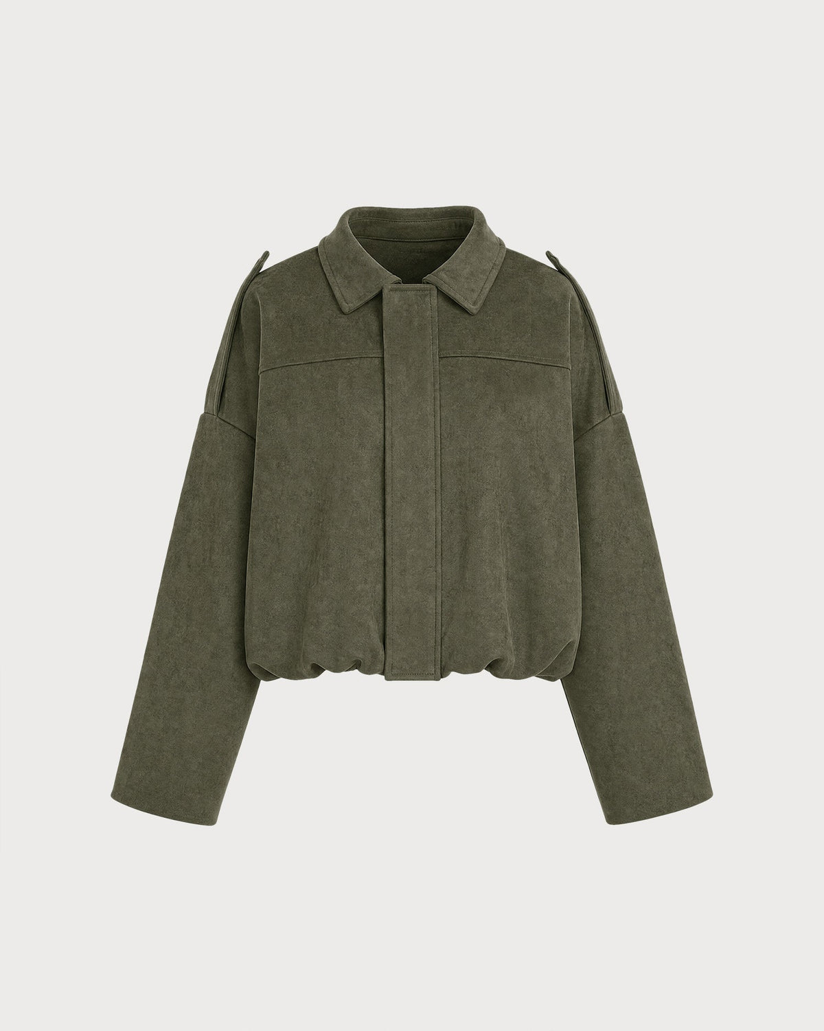Green Batwing Sleeve Zipper Jacket