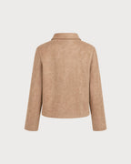 Khaki Single Breasted Pockets Jacket