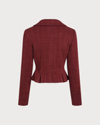 Red Plaid Double Breasted Jacket