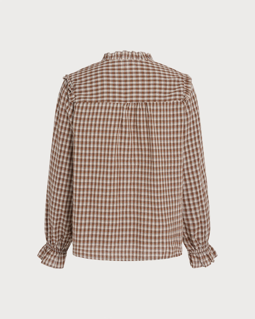 Brown Poet Sleeve Plaid Shirt
