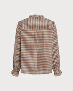 Brown Poet Sleeve Plaid Shirt