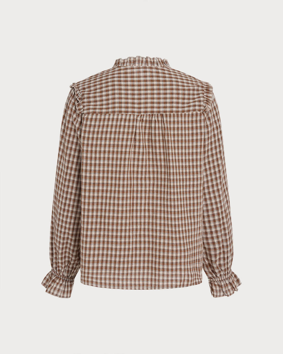 Brown Poet Sleeve Plaid Shirt