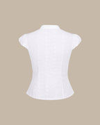 White Mandarin Collar Embroidery Blouse