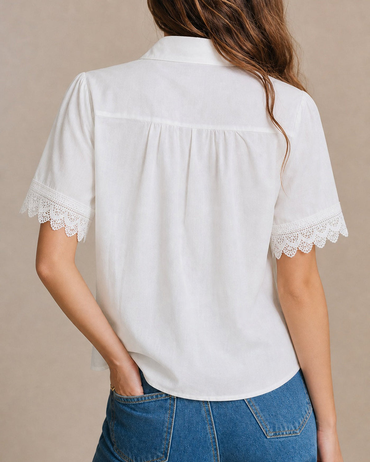 White Collar Short Sleeve Button Shirt