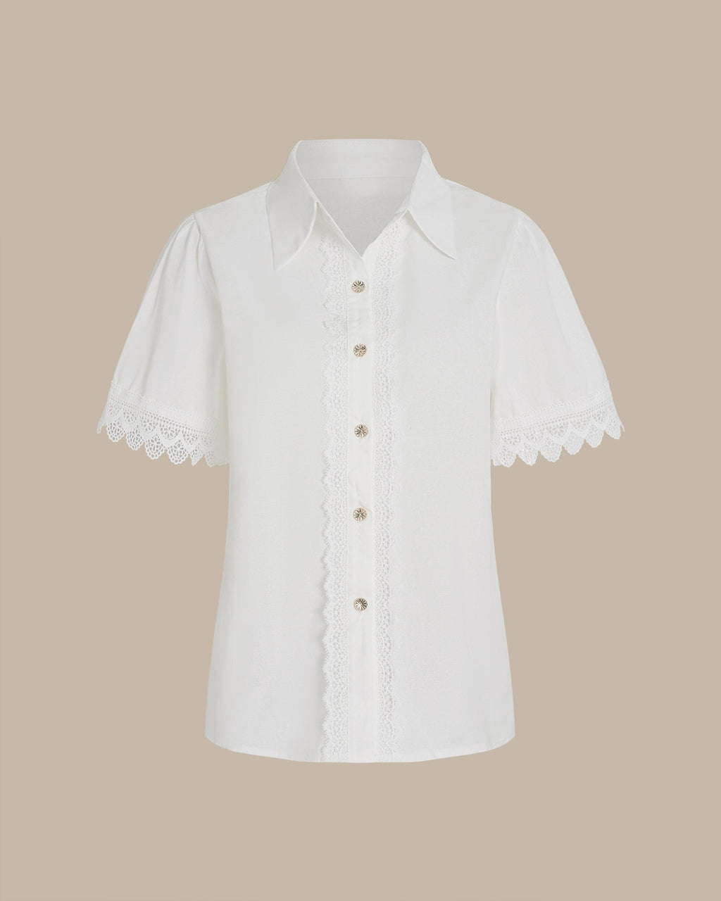 White Collar Short Sleeve Button Shirt