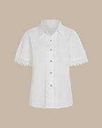 White Collar Short Sleeve Button Shirt