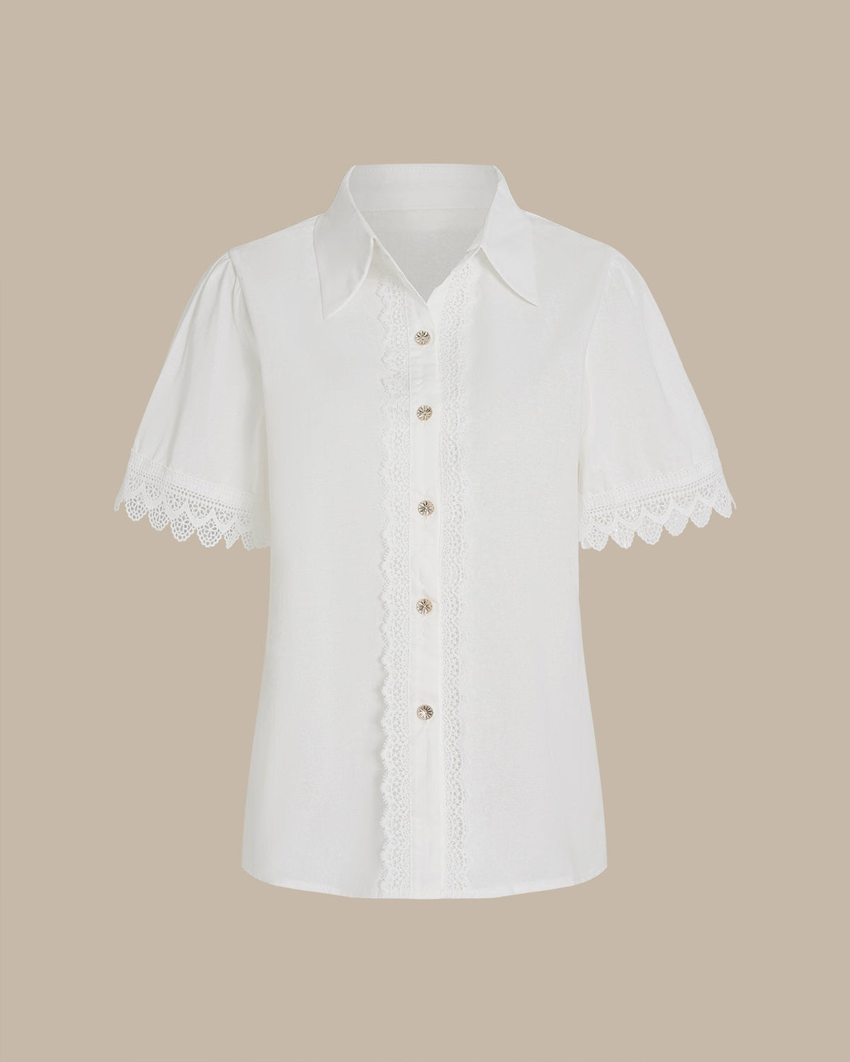 White Collar Short Sleeve Button Shirt
