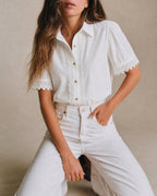 White Collar Short Sleeve Button Shirt