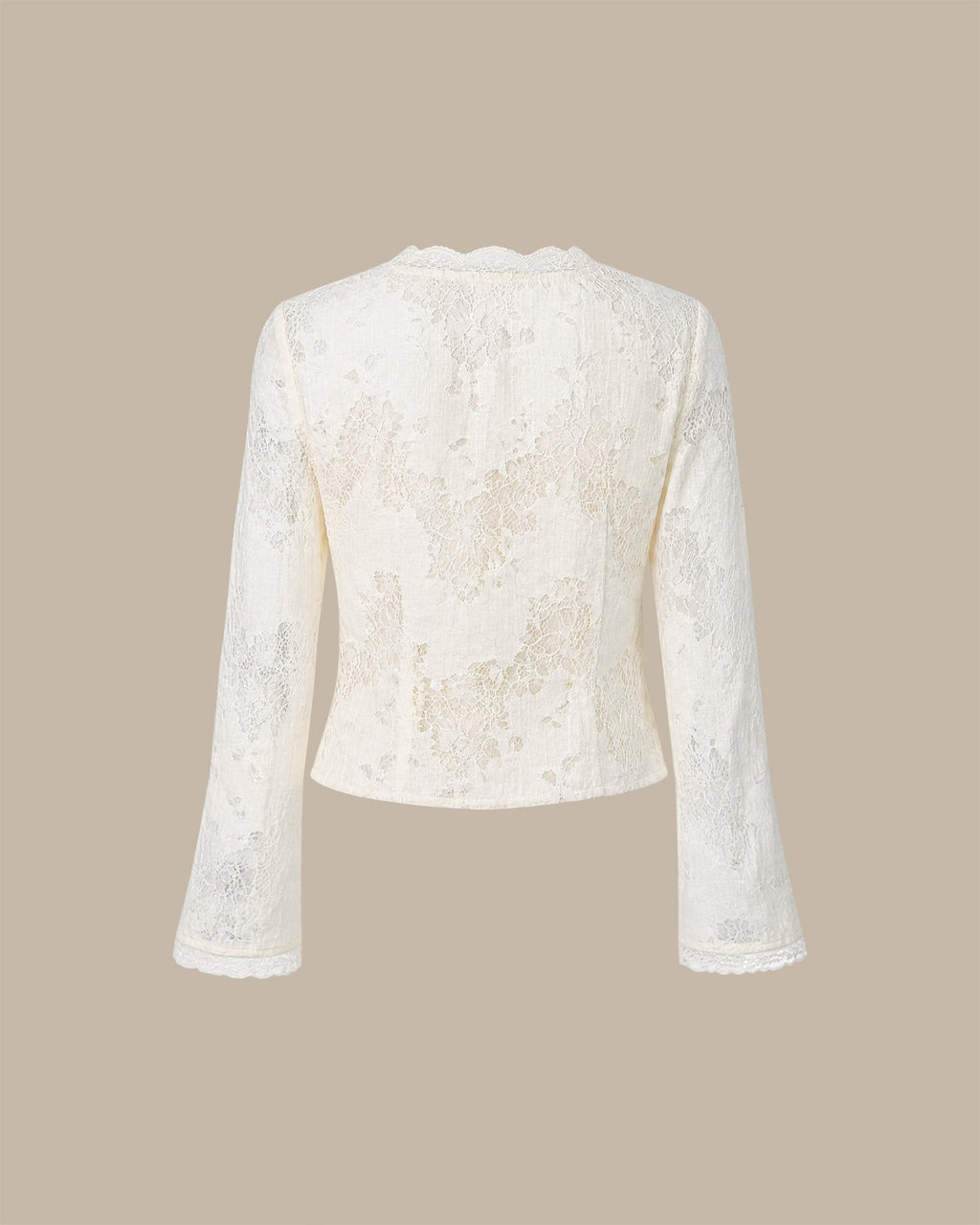 Apricot V Neck Lace Button Shirts