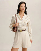 Apricot Floral Collar Blouse