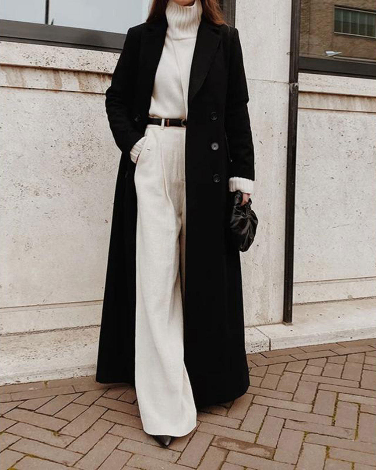 Black Button Long Coat