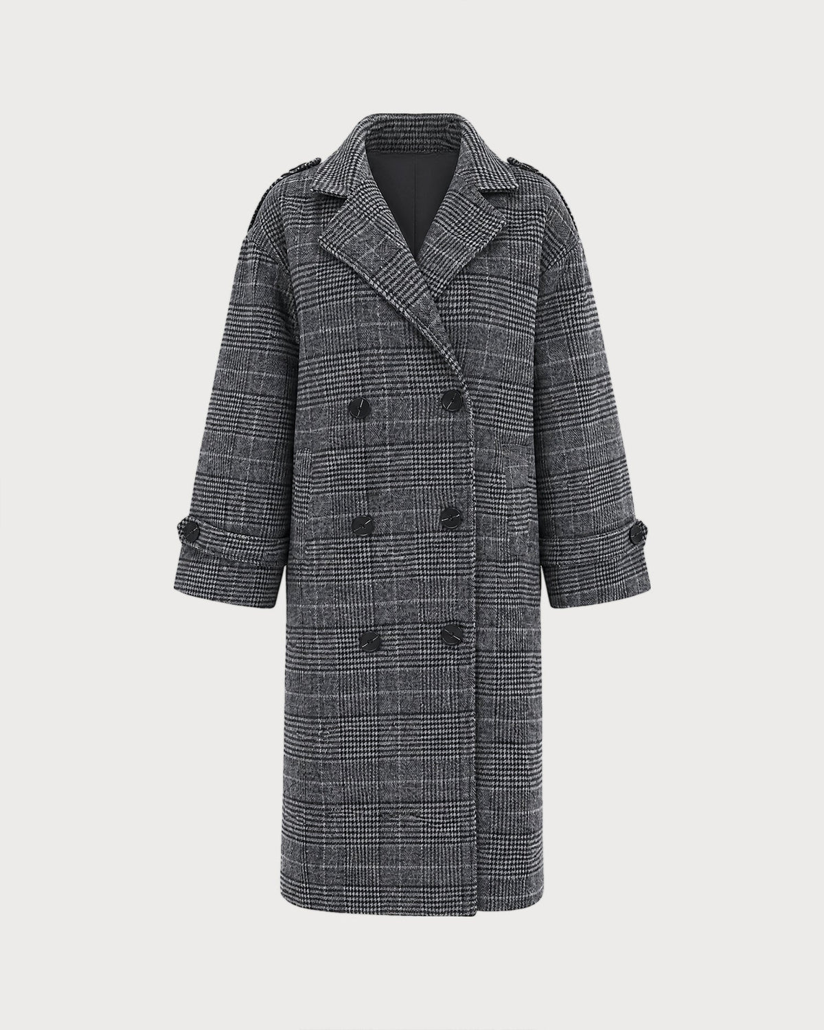 Grey Plaid Trench Coat