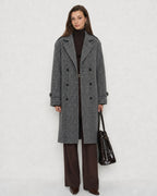 Grey Plaid Trench Coat