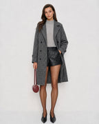 Grey Plaid Trench Coat