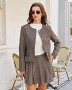 Brown Button Pockets Jacket