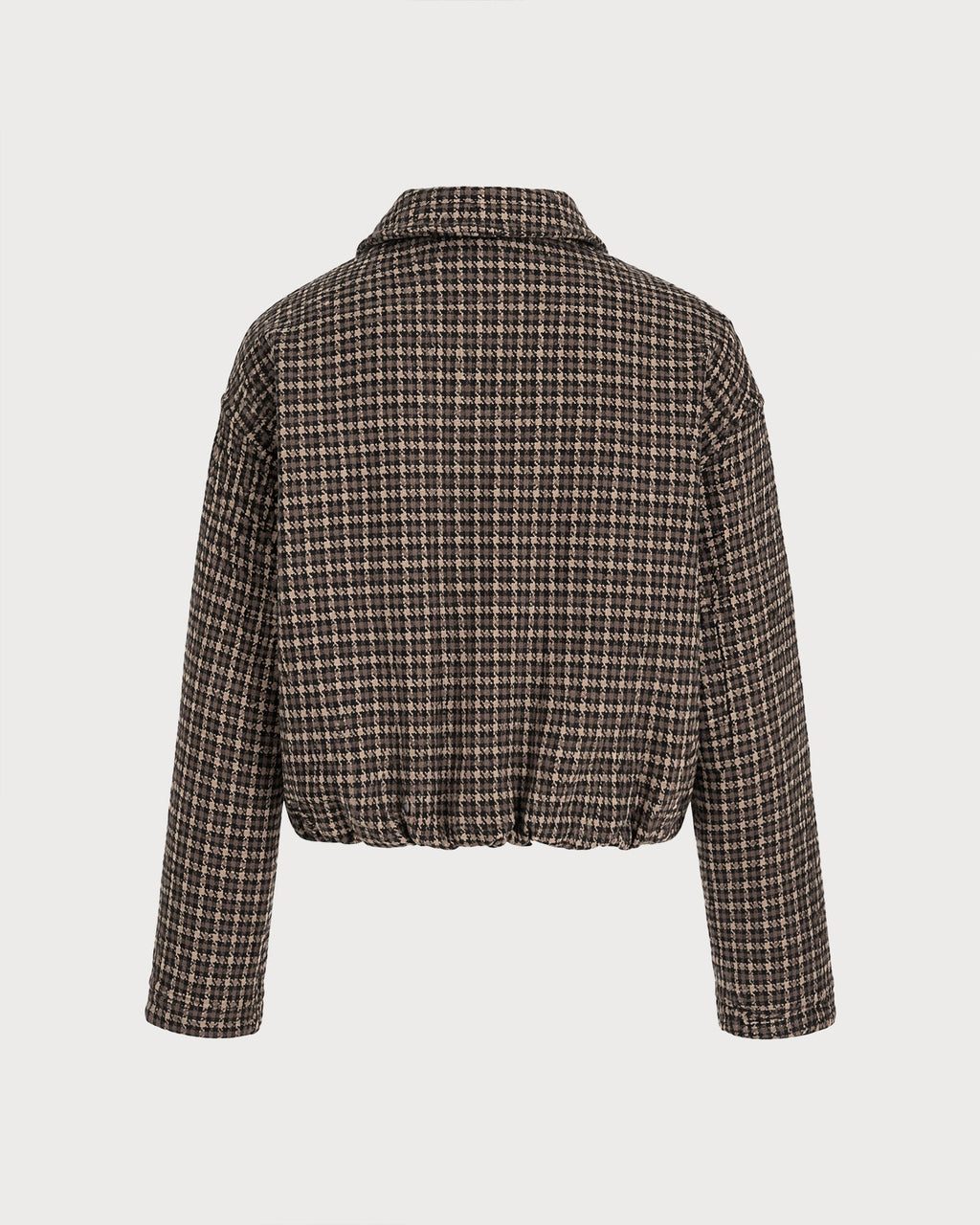 Brown Geometric Zipper Pockets Jacket