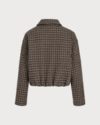 Brown Geometric Zipper Pockets Jacket