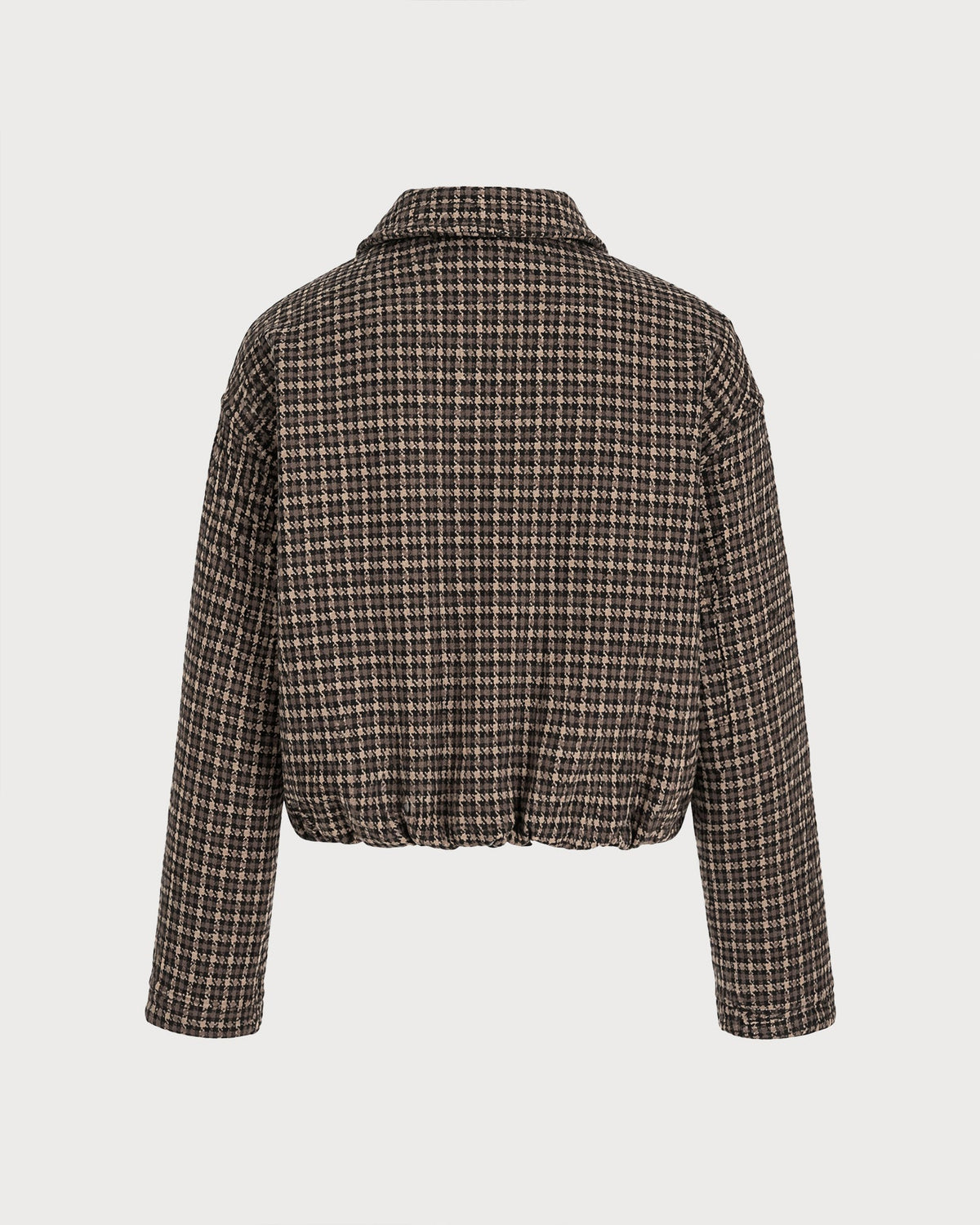 Brown Geometric Zipper Pockets Jacket