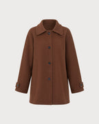 Brown Solid Single Breasted Jacket