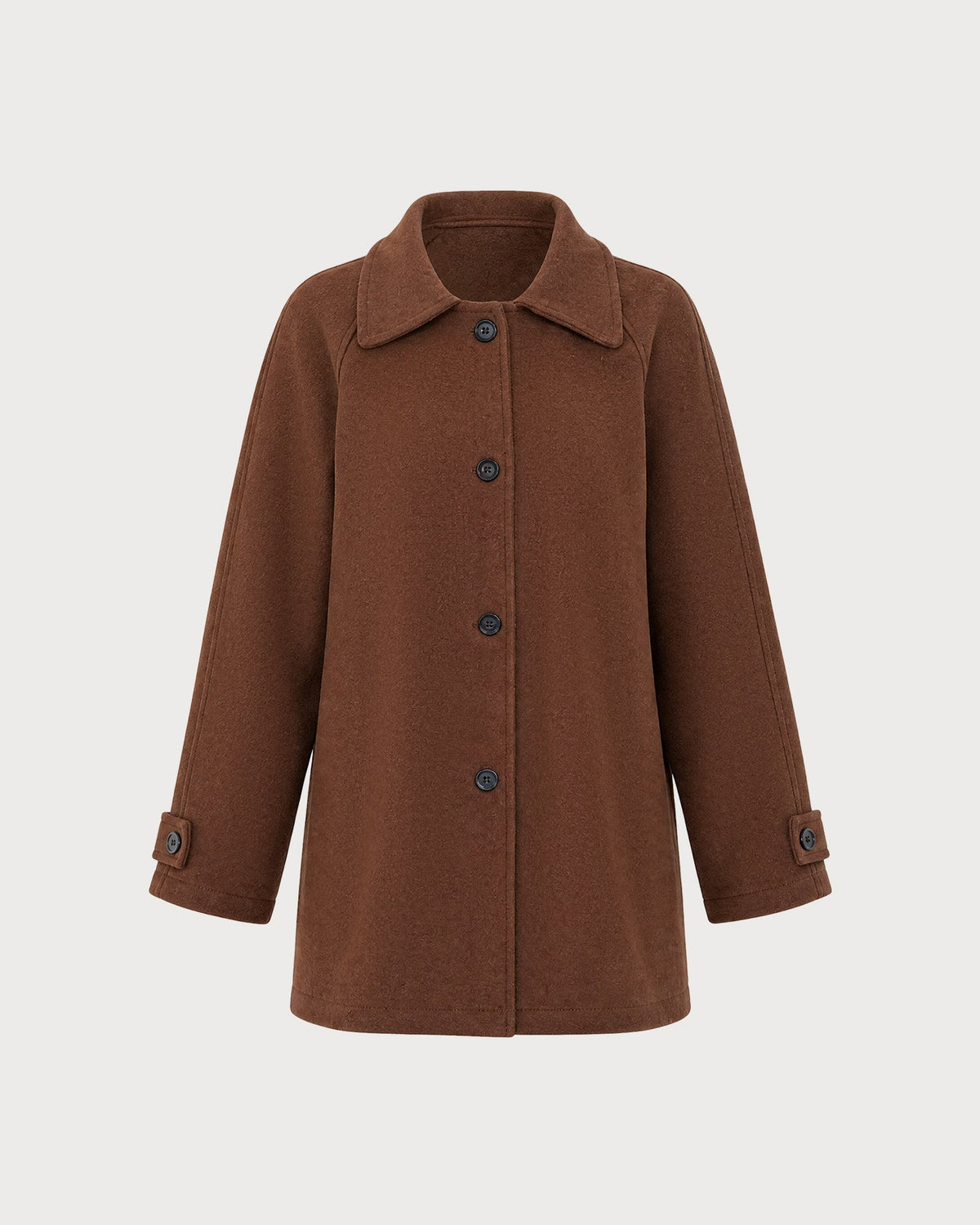 Brown Solid Single Breasted Jacket