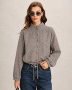 Coffee Single Breasted Plaid Jacket