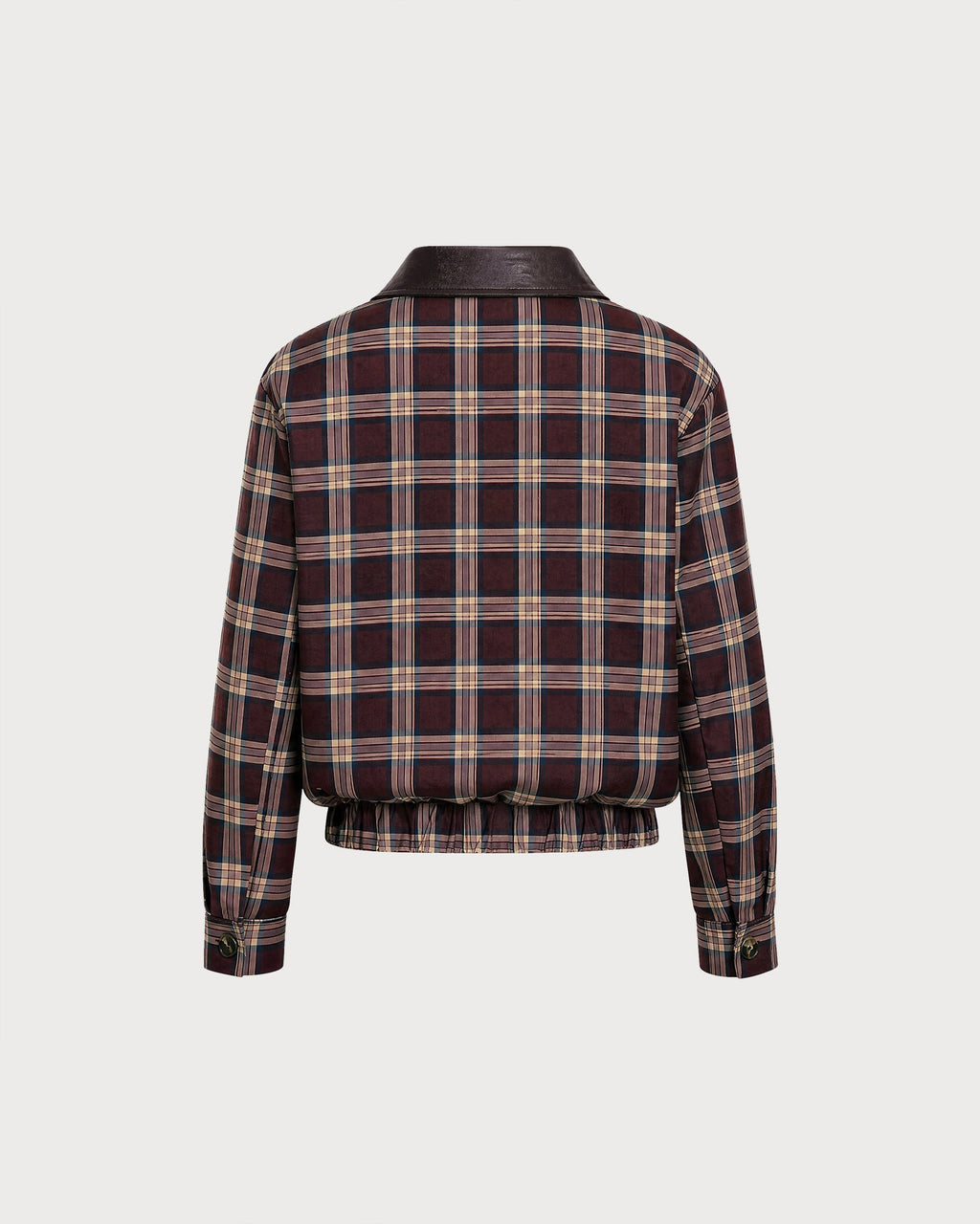 Red Long Sleeve Zipper Plaid Jacket