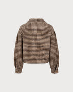 Brown Geometric Button Jacket