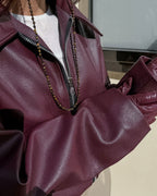 Maroon PU Leather Jacket