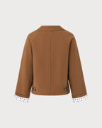 Brown Single Breasted Pockets Casual Jacket