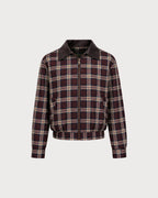 Red Long Sleeve Zipper Plaid Jacket