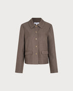 Brown Single Breasted Solid Jacket