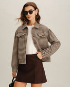 Brown Geometric Button Jacket