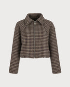 Brown Geometric Zipper Pockets Jacket