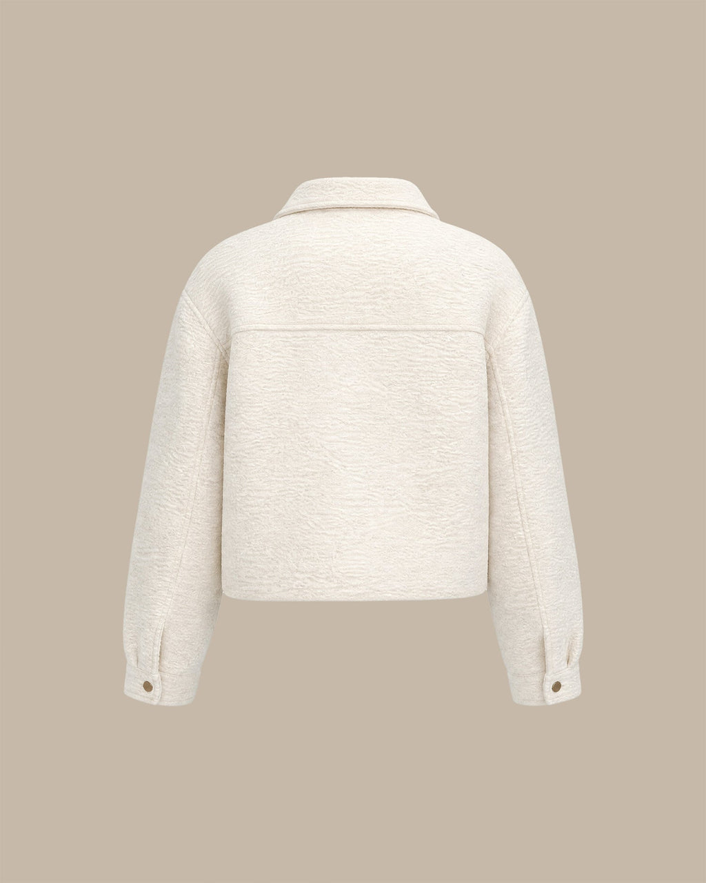 Off White Solid Zipper Pockets Jacket
