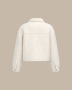 Off White Solid Zipper Pockets Jacket