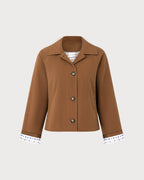 Brown Single Breasted Pockets Casual Jacket