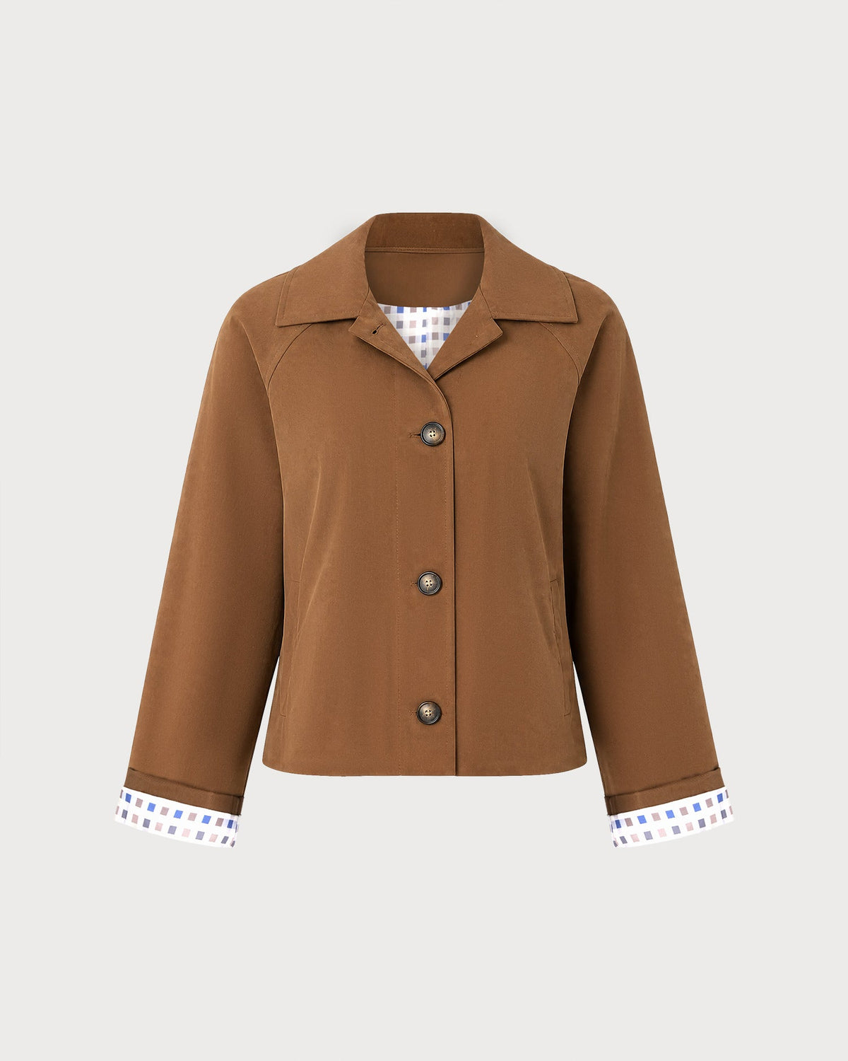Brown Single Breasted Pockets Casual Jacket
