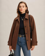 Brown Solid Single Breasted Jacket