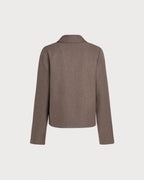 Brown Single Breasted Solid Jacket