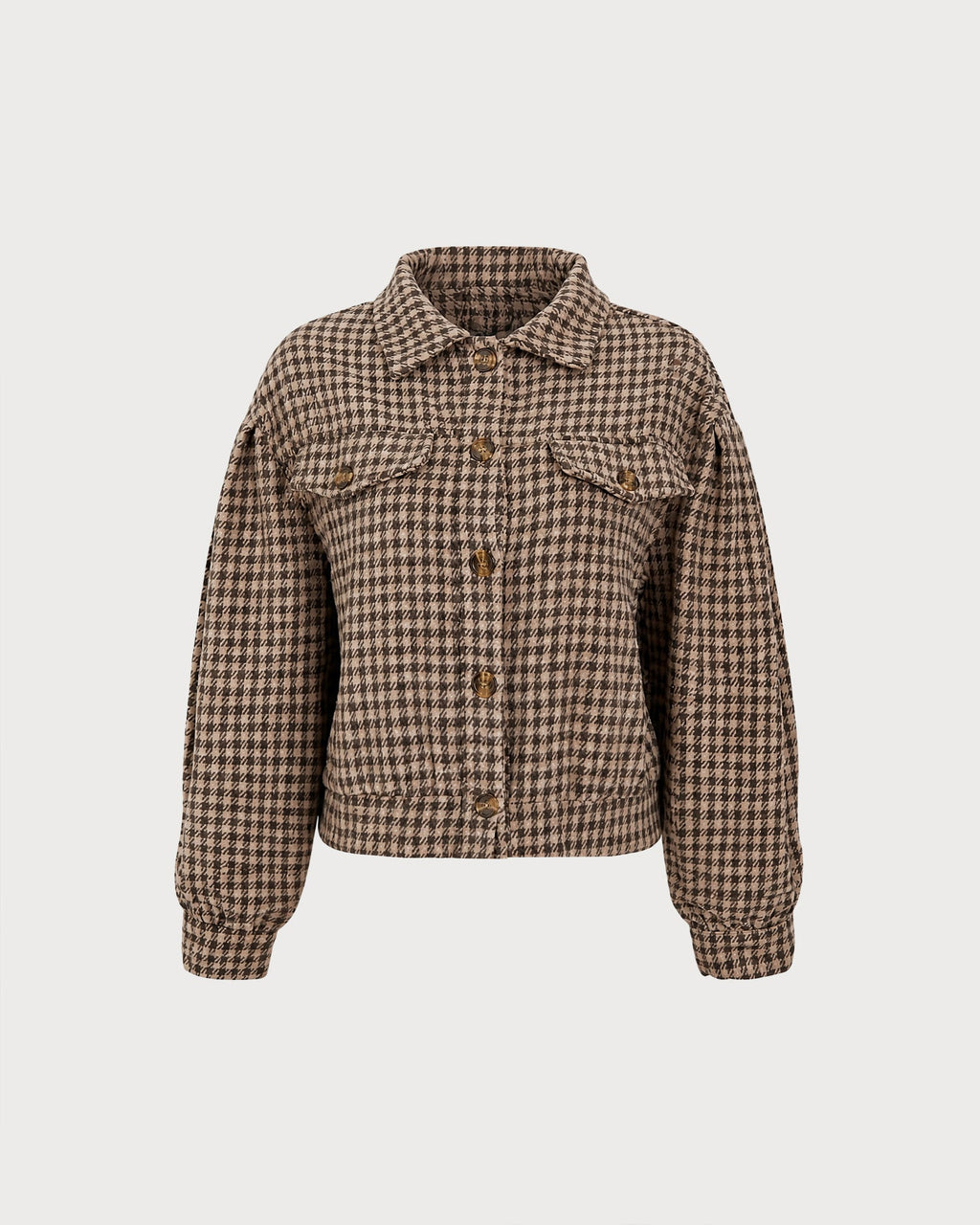 Brown Geometric Button Jacket