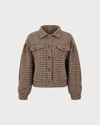 Brown Geometric Button Jacket