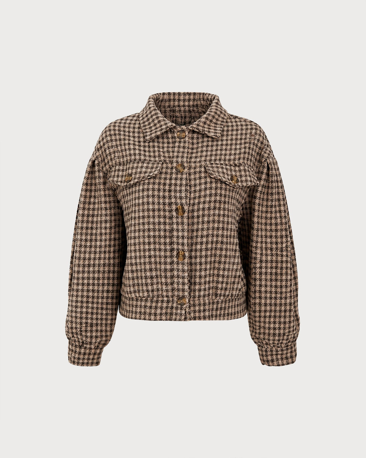 Brown Geometric Button Jacket