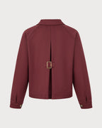 Red Solid Pockets Button Jacket