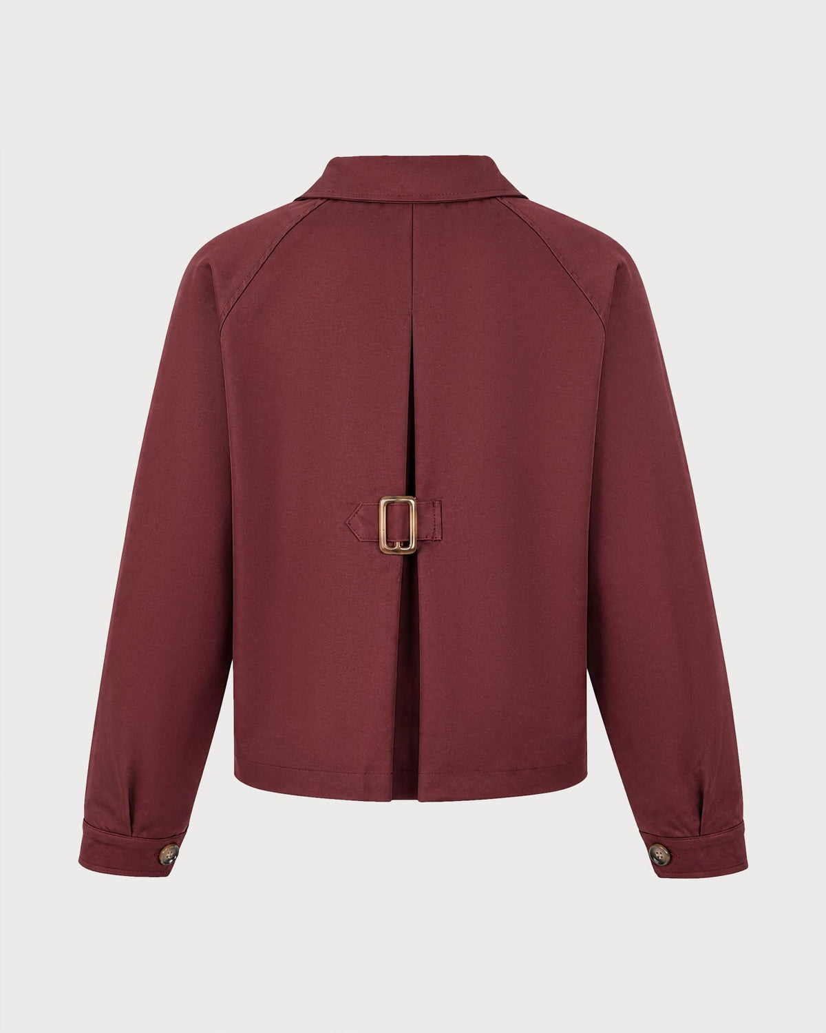 Red Solid Pockets Button Jacket