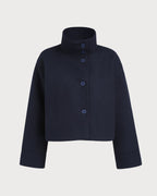 Blue Single Breasted Loose Jacket