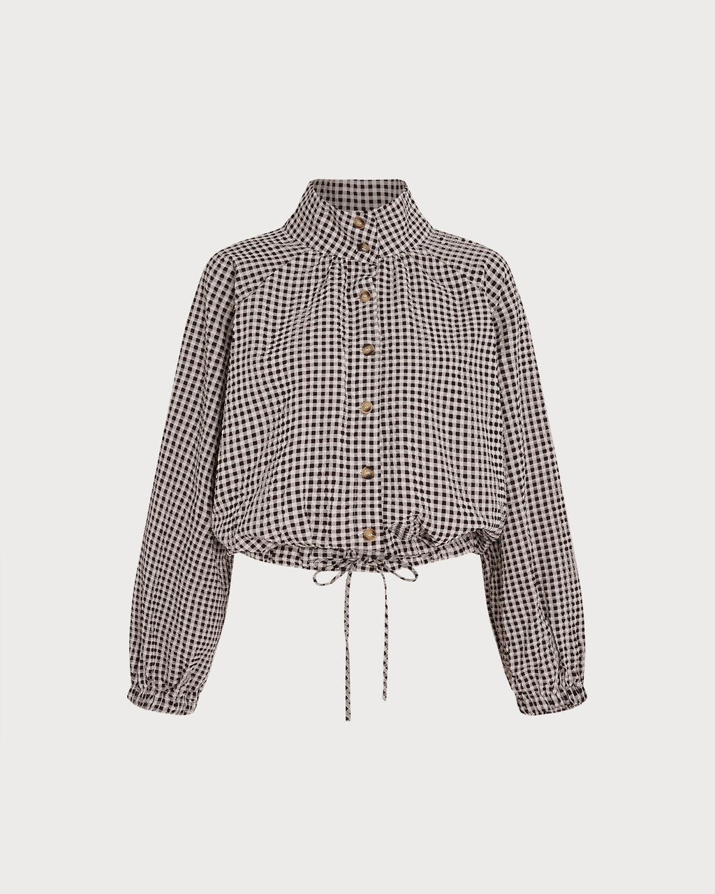 Coffee Single Breasted Plaid Jacket