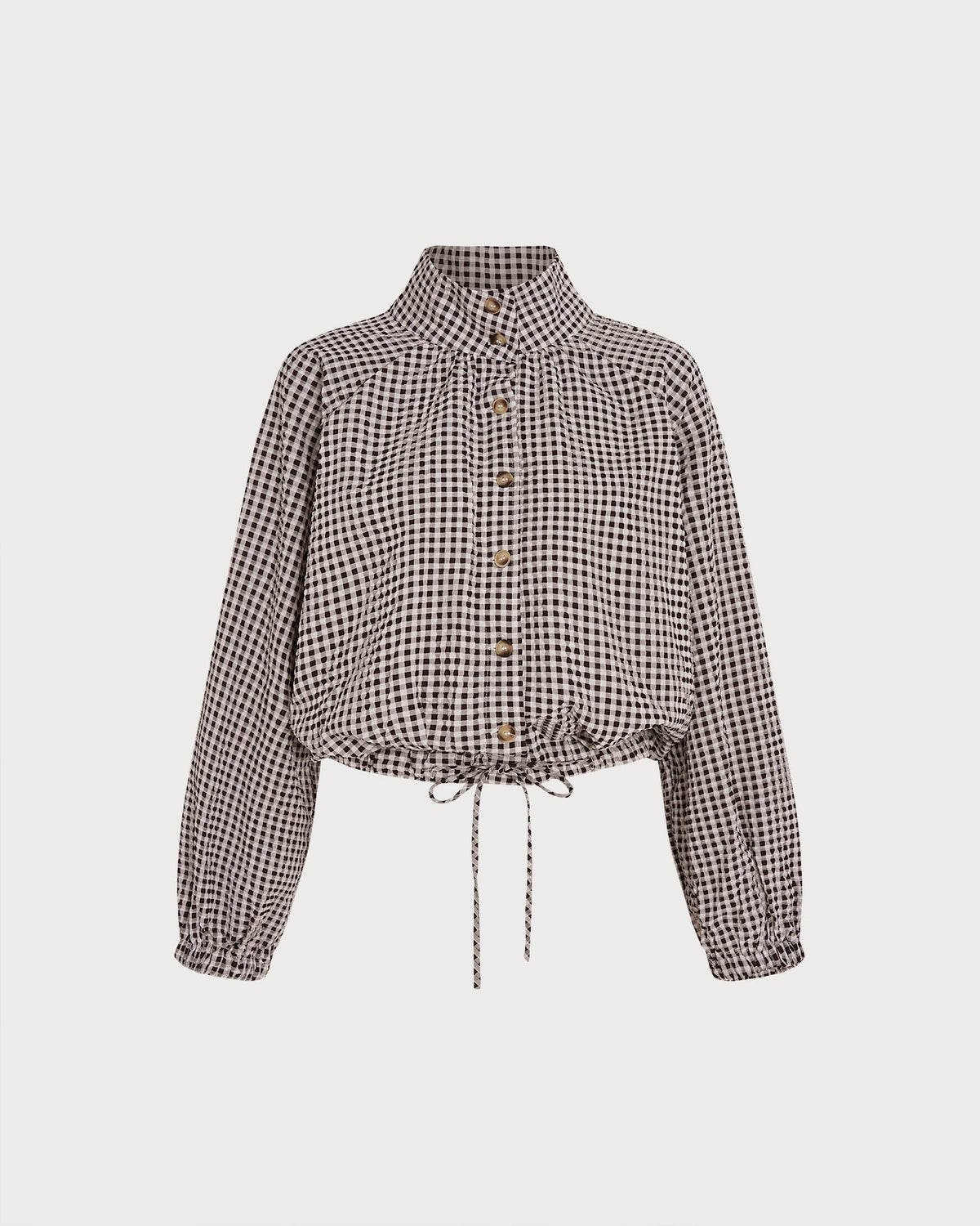Coffee Single Breasted Plaid Jacket