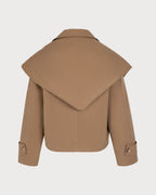 Brown Batwing Sleeve Pockets Button Jacket