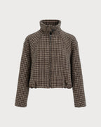 Brown Geometric Zipper Pockets Jacket